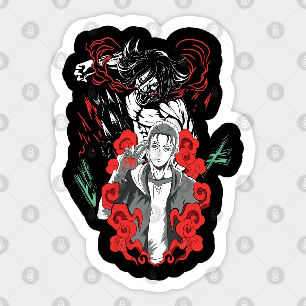 AOT Eren Anime Fanart Sticker by Planet of Tees